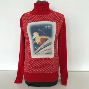 NWT Postcard Ski Picture Turtle Neck Sweater SizeM